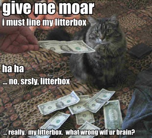give me moar, i must line my litterbox